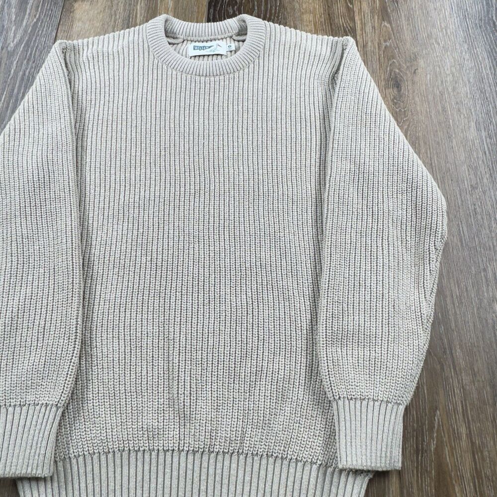 Wellen Huckberry Knit Sweater Mens S Beige Headlands Thick Warm Cotton Polyester